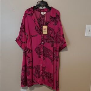 Entro Fuchsia Cheetah Print Dress